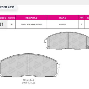 BEŞER 4231 - ÖN FREN BALATASI HYUNDAI H100 KAMYONET 2004- / STAREX 2004-