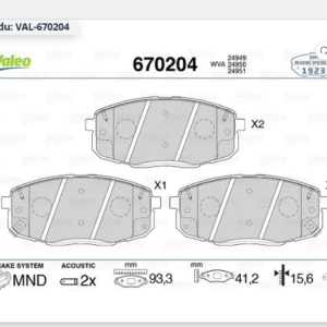 VALEO 670204 - ARKA FREN BALATASI İ20-İ30-İX35