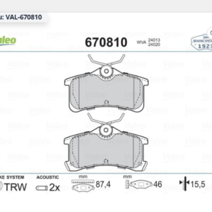 VALEO 670810 ARKA BALATA AVENSİS DİZEL