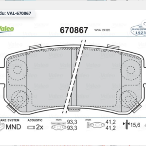VALEO 670867 - ACCENT ERA - İ20 - İ10 ARKA FREN BALATASI