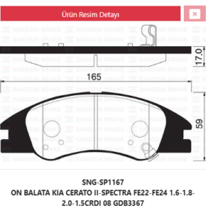 EUROREPAR 1682313080 - CERATO ÖN FREN BALATASI
