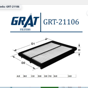 GRT-21106 - HAVA FİLTRESİ MITSIBUSHI ASX 1.6 1.8 2010- / LANCER 1.5 2008- / OUTLANDER 2.0 / PEUGEOT 4007 / 4008 2007-