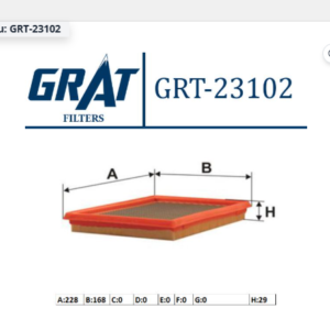 GRT-23102 - HAVA FİLTRESİ HONDA CIVIC 1996-2000 1.4 / NISSAN PRIMERA P11 1996-2000 / ALMERA 1995-2000 / LEGACY 1989-1994 / JUKE 2011-2013 1.6 BENZİNLİ