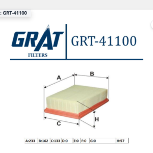 GRT-41100 - HAVA FİLTRESİ NİSSAN QASHQAI 2007-2012 / XTRAIL 2008-2012 / RENAULT KALEOS 2007-2012