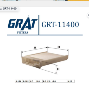 GRT-11400 - KABİN FİLTRESİ RENAULT CLIO III / MODUS / NİSSAN NOTE / MICRA / DACIA DUSTER (Kopya)