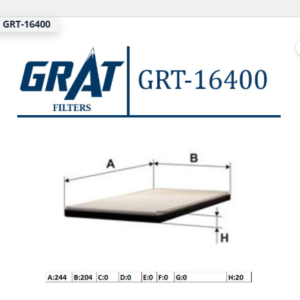 GRT-16400 / POLEN FİLTRESİ HYUNDAI İ30 1.6 CRDI 2012/ İ20 2015- / ACCENT ERA 2007-2011 / TUCSON 2015- /KIA CEED 1.6 CRDI 2012