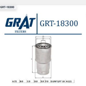 GRT-18300 / YAKIT FİLTRESİ TOYOTA COROLLA 2004-2007 1.4 D4D / AVENSİS 2003-2008 1.4 D4D