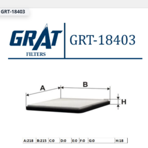 GRT-18403 - POLEN FİLTRESİ TOYOTA YARIS 1999-2005 1.3 / CAMRY 2001- / LAND CRUISER 2001- / RAV4 1999-